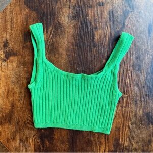 ARITZIA Wilfred Green Ribbed Knit Crop Tank